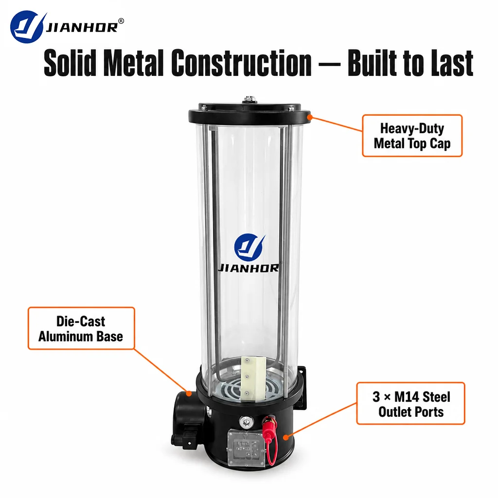 Automatic Grease Lubrication Pump with Level Monitoring 1 to 3 Outlet Options for Automotive Industrial and Wind Energy Systems