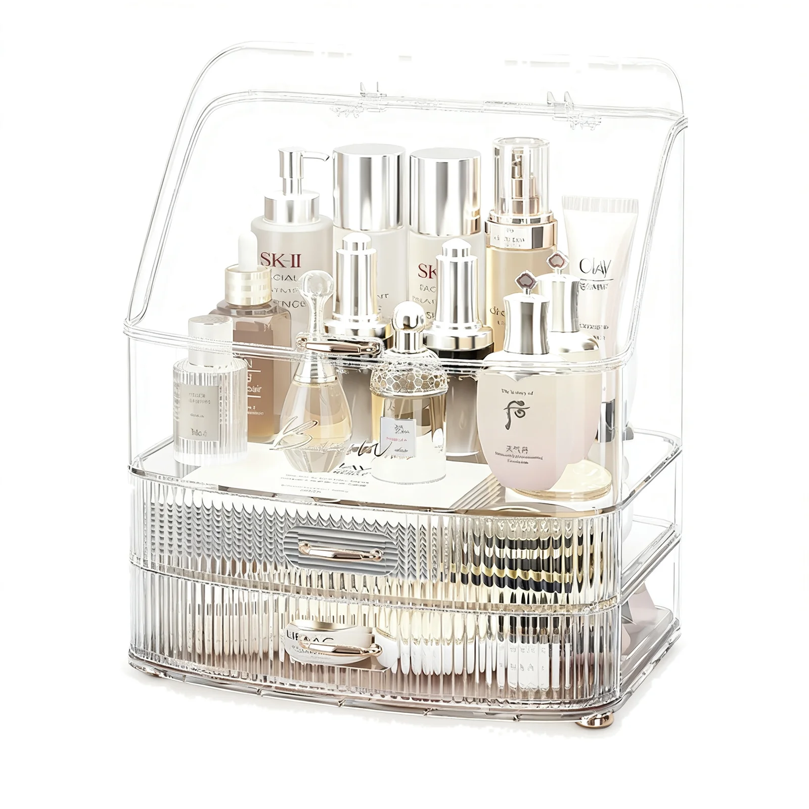 Makeup Organizer Desk Organizer Lipstick Holder Skincare Dustproof Storage Case Clear