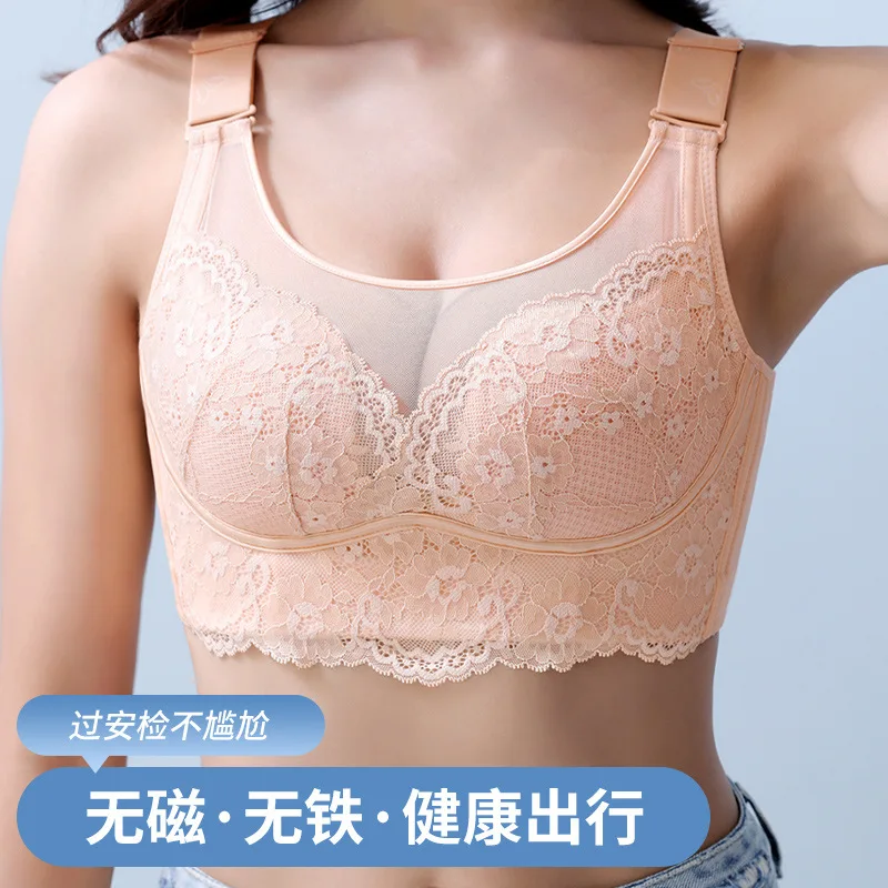 Women's Underwear Breasts Contracting Wireless Push up Breast Holding Anti-Sagging Seamless Thin Sexy Bra Full Cup