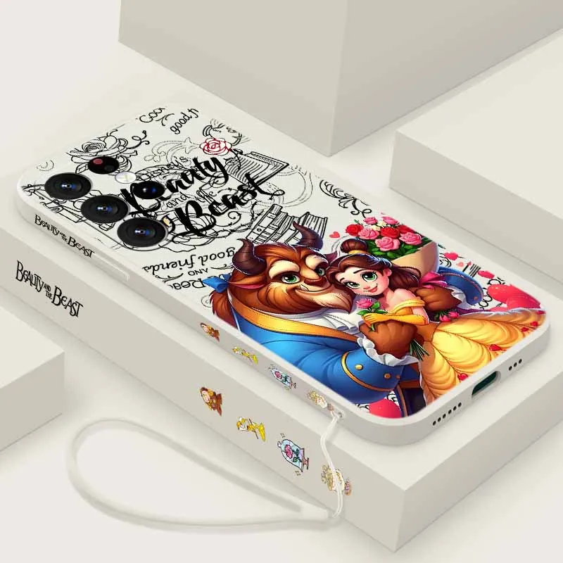 Disney Beauty and the Beast Cover For Samsung S26 S25 Edge S24 S23 S22 S21 S20 Ultra Plus Lite Funda Liquid Left Rope Phone Case