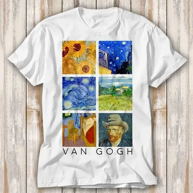 Van Gogh Paintings Sunflowers Starry Night Selfie T Shirt Top 4150