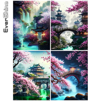 EverShine Landscape Diamond Painting Bridge Lake Picture Of Rhinestones Mosaic Waterfall Full Round Drill Embroidery House Decor