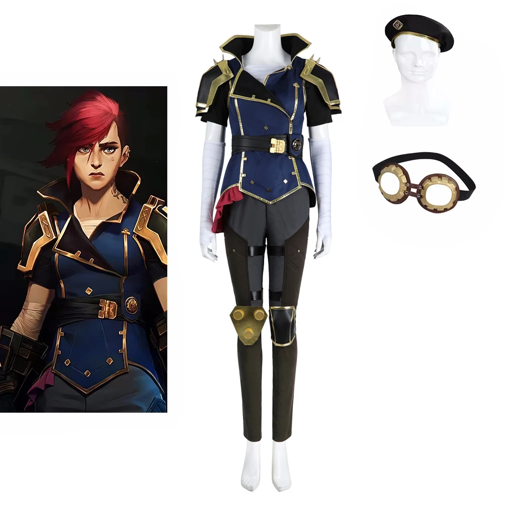 Game LOL Vi Cosplay Costume Adult Women Fantasia Sheriff Uniform Suit Halloween Carnival Party Fancy Battle Outfits