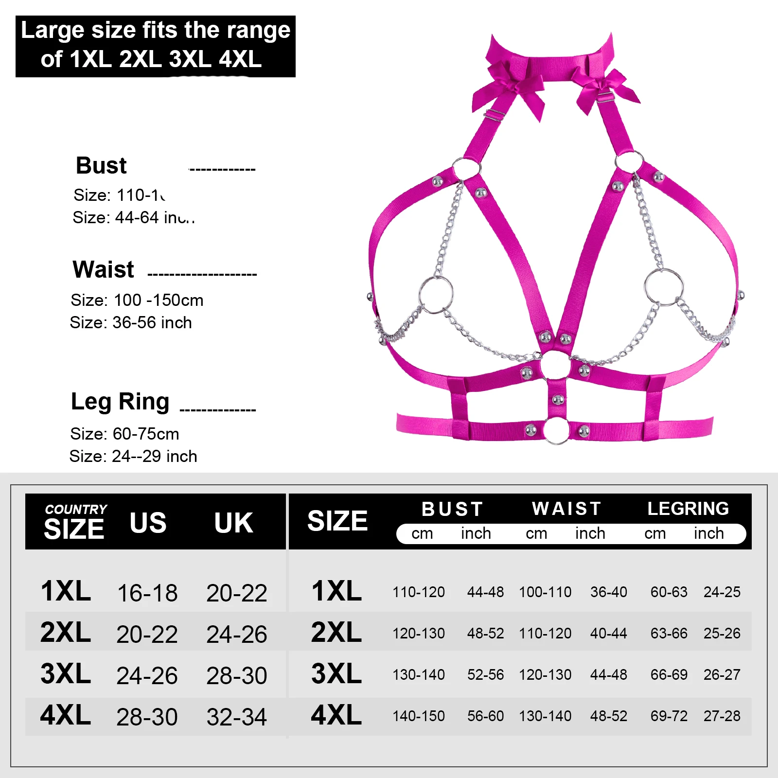 Pole Dance Sexy Lingerie Cage Top Cage Bra Bow Chain Body Harness Belt Women Goth Adjustable Punk Bondage Elastic Underwear