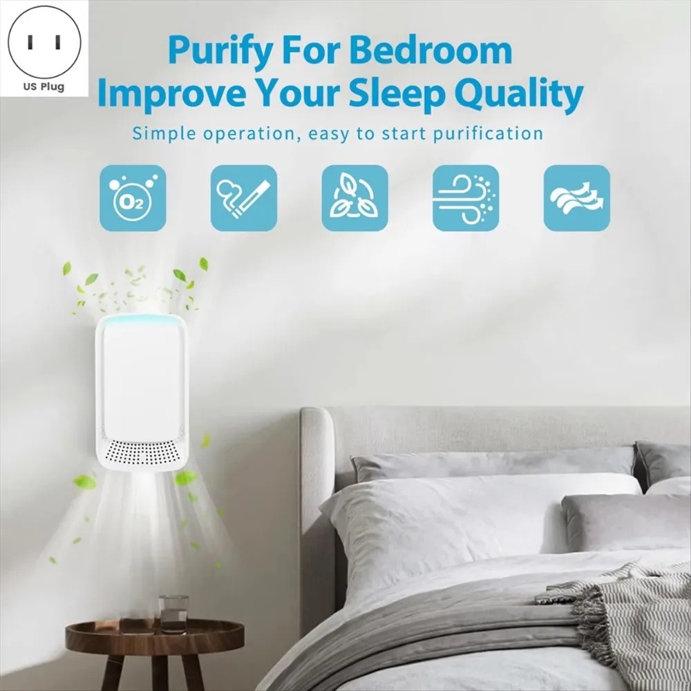 A78E-Air Ionizers for Home Plug in Air Purifier for Home Quiet and Portable Air Purifier for Bedroom Pet Kitchen Office(US)