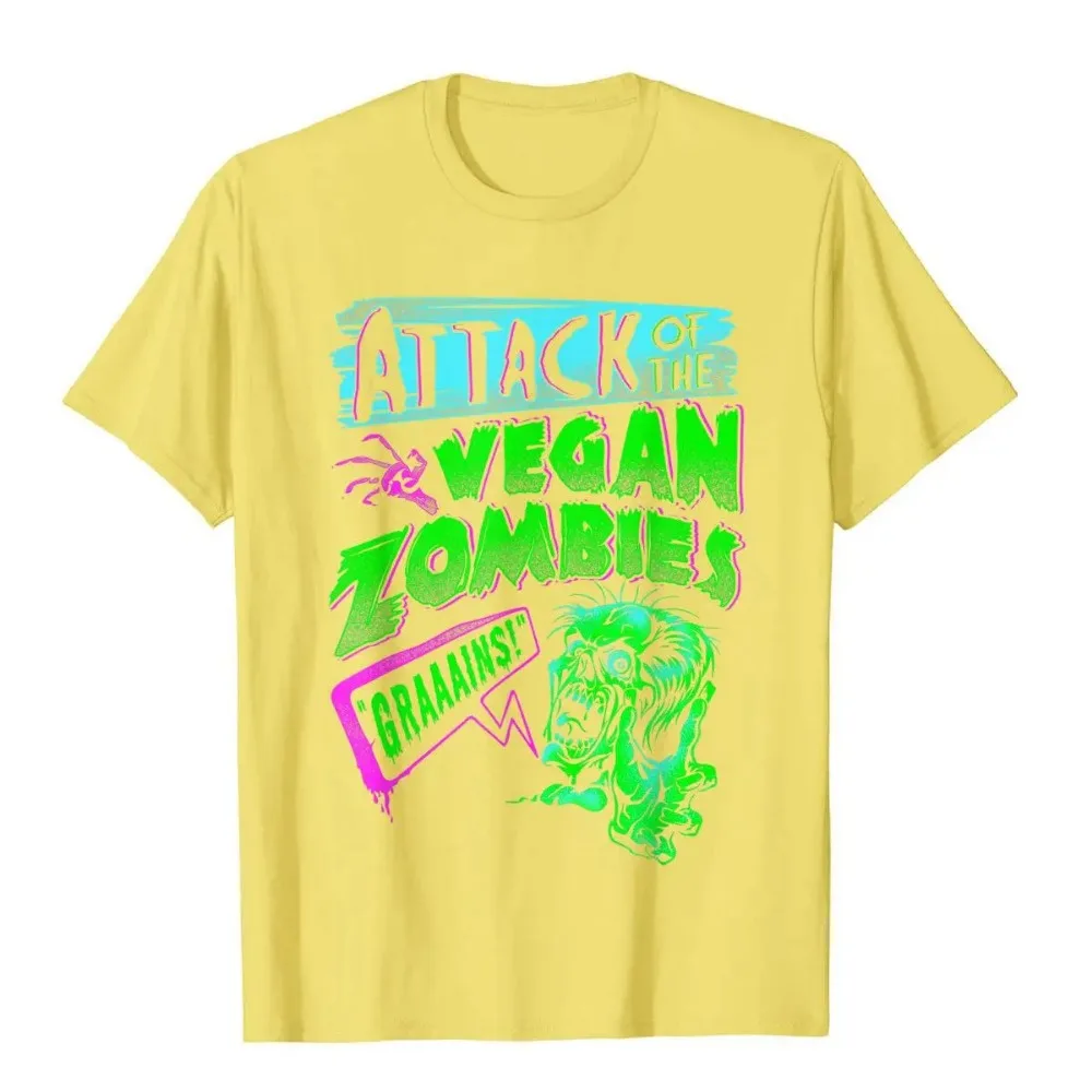 Attack Of The Vegan Zombies Vegetarian Halloween T-Shirt Cotton Man Top T-Shirts Custom Tops Tees Camisa