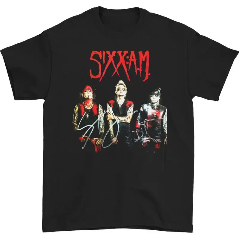 

Винтажная мужская футболка Sixx AM с подписью, черная, хлопковая, все размеры