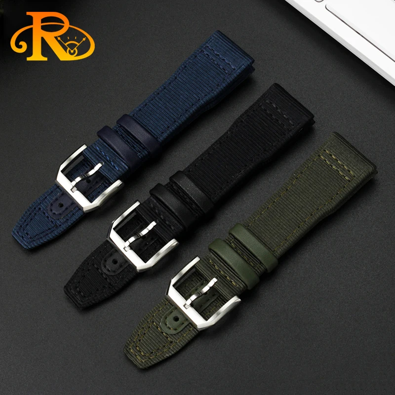 20/21/22mm High quality Nylon Calfskin Leather Watch strap Fit for IWC Pilot SPITFIRE MARK18 Portofino TOP GUN IW389101Watchband