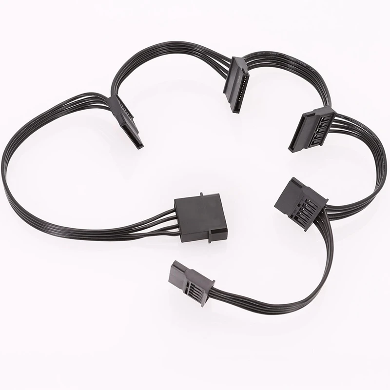 2 buah Molex 4Pin IDE ke 5 SATA 15Pin Hard Drive Power Supply kabel Splitter untuk DIY PC Sever 18AWG 4-Pin ke 15-Pin Power