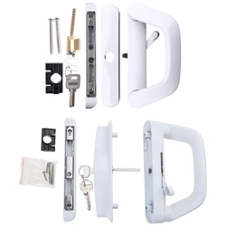 Sliding Patio Door Handle Set with for Key Easy Installation Zinc Alloy Mortise-Style Door Handle Lock White/Black