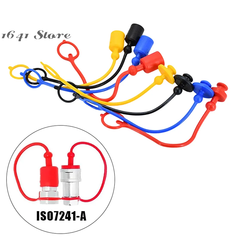 （NEW）1/5Pairs 1/2 ISO-A Hydraulic Quick Coupler Male Dust Cap And Female Plug Cover Fits Hydraulic Quick Disconnects Coupler