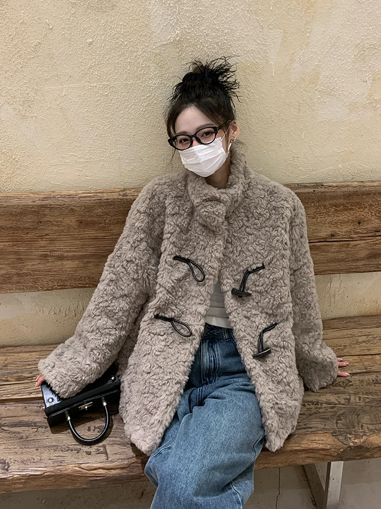 

Lamb Wool Jacket Women Korean Popular Clothes Outerwear Smooth Even Flat Level Regular Uniform Consistent Constant Steady Stable