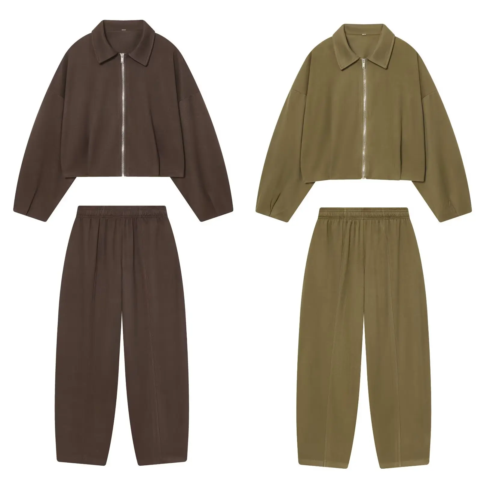Soft Pilot Jacket And Long Pants Set Fashionable Early Autumn Cross-Border Women's Wear Comfortable Organic Cotton Knitted Pants