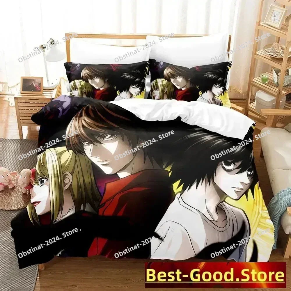 Death Anime Note 3D Printing Comforter Bedding Set,Duvet Cover Bed Set Quilt Cover Pillowcase,King Queen Size Bedding Set Kid