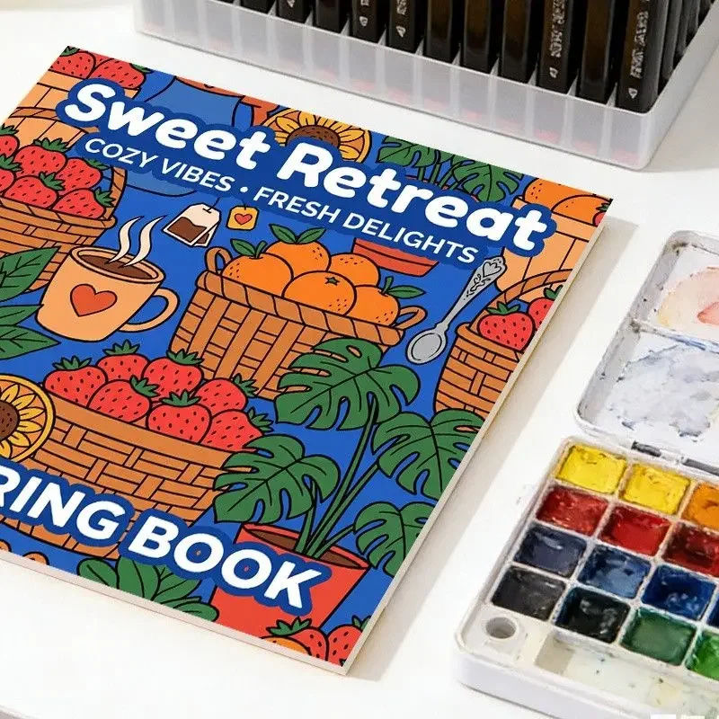 24 Pages Kids Coloring Book Extra Thick Paper DIY Handmade Custom Drawing Activity Book for Beginners