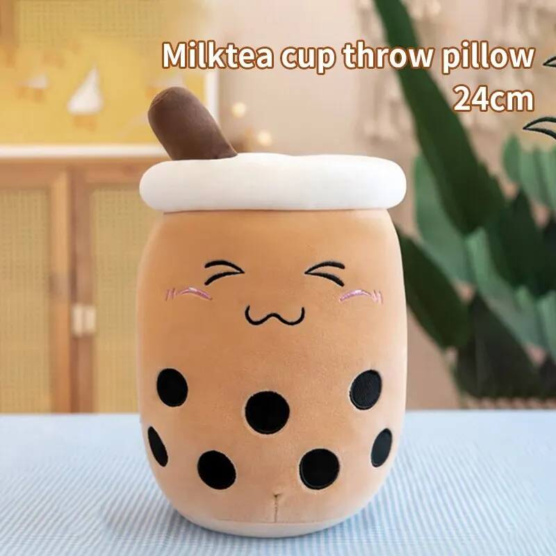 Cute Stuffed Boba Plush Bubble Tea Real-life Bubo Food Milk Cup Plushie Pillow Soft Kawaii Plush Toys Gifts for Kids Adult 24CM~ - view 2