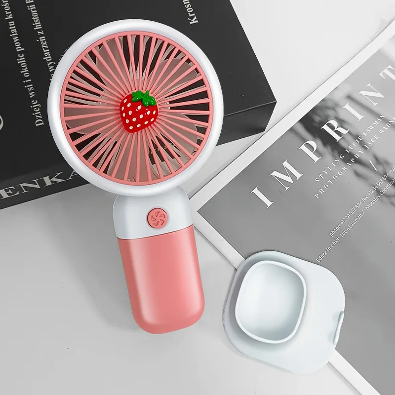 -مروحة محمولة على شكل زهرة صغيرة على شكل فاكهة جديدة على الحدود، مروحة حبل معلقة محمولة مطبوعة، مروحة كهربائية