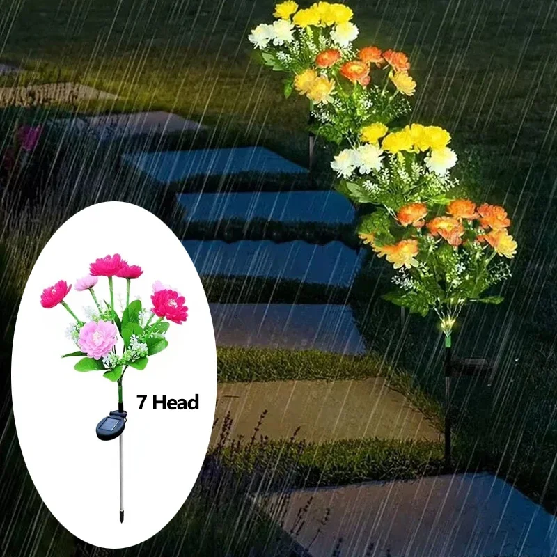 

LED Solar Lamp 7 Head Solar Powered Snow Lotus Flower Light Waterproof Lawn Patio Walkway Garden Outdoor Villa Yard Decorative