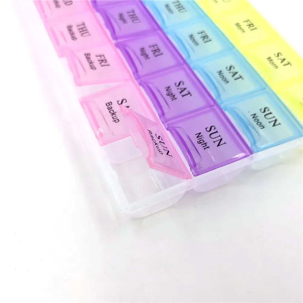 1PCS 4 Row 28 Squares/3Rows 21Grids/2Row 14Grids Weekly 7 Days Tablet Pill Box Holder Medicine Storage Organizer Container Case