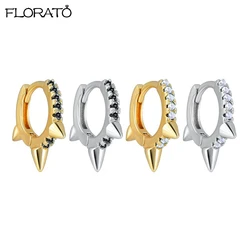 925 Sterling Silver Needle Punk Spike Rivet Hoop Earrings for Women Huggie Earrings Ear Cuff Piercing Earring Gothic Jewelry