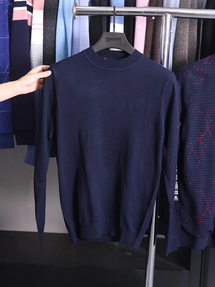 

Удобный мужской вязаный свитер, повседневный, приталенный, модный городской стиль, с длинным рукавом, круглым вырезом, для весны и осени