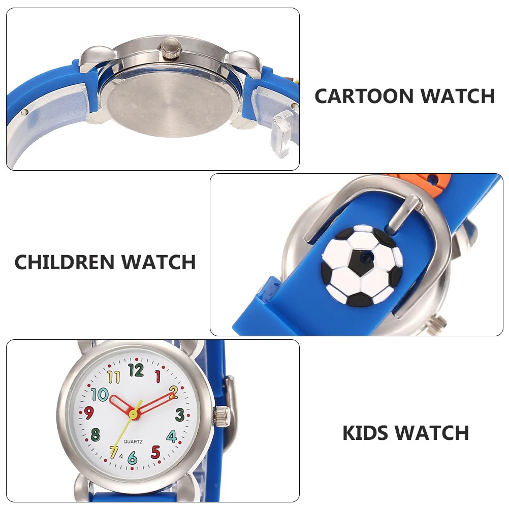 

Football Watch For Stainless Steel Buckle Adjustable Pvc Strap Cartoon Wristwatch Numbers
