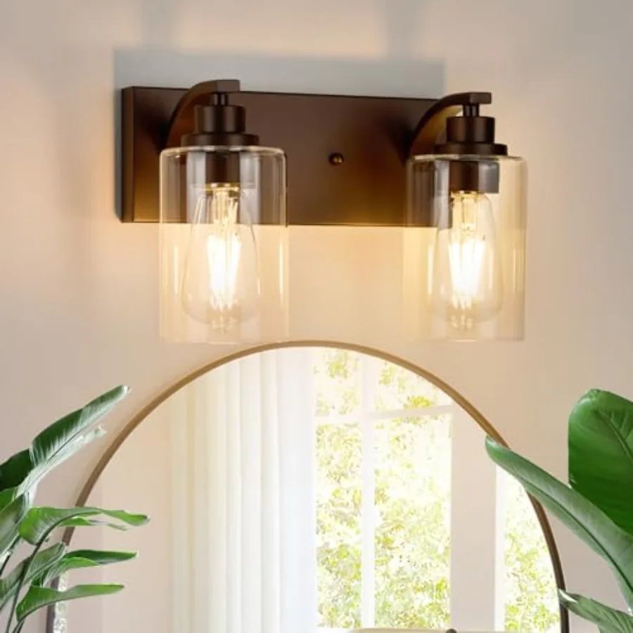 

Light Bathroom Light Fixtures Modern ORB Vanity for Bathroom Lighting Fixtures Over Mirror with Clear Glass Shade for Cabinet M