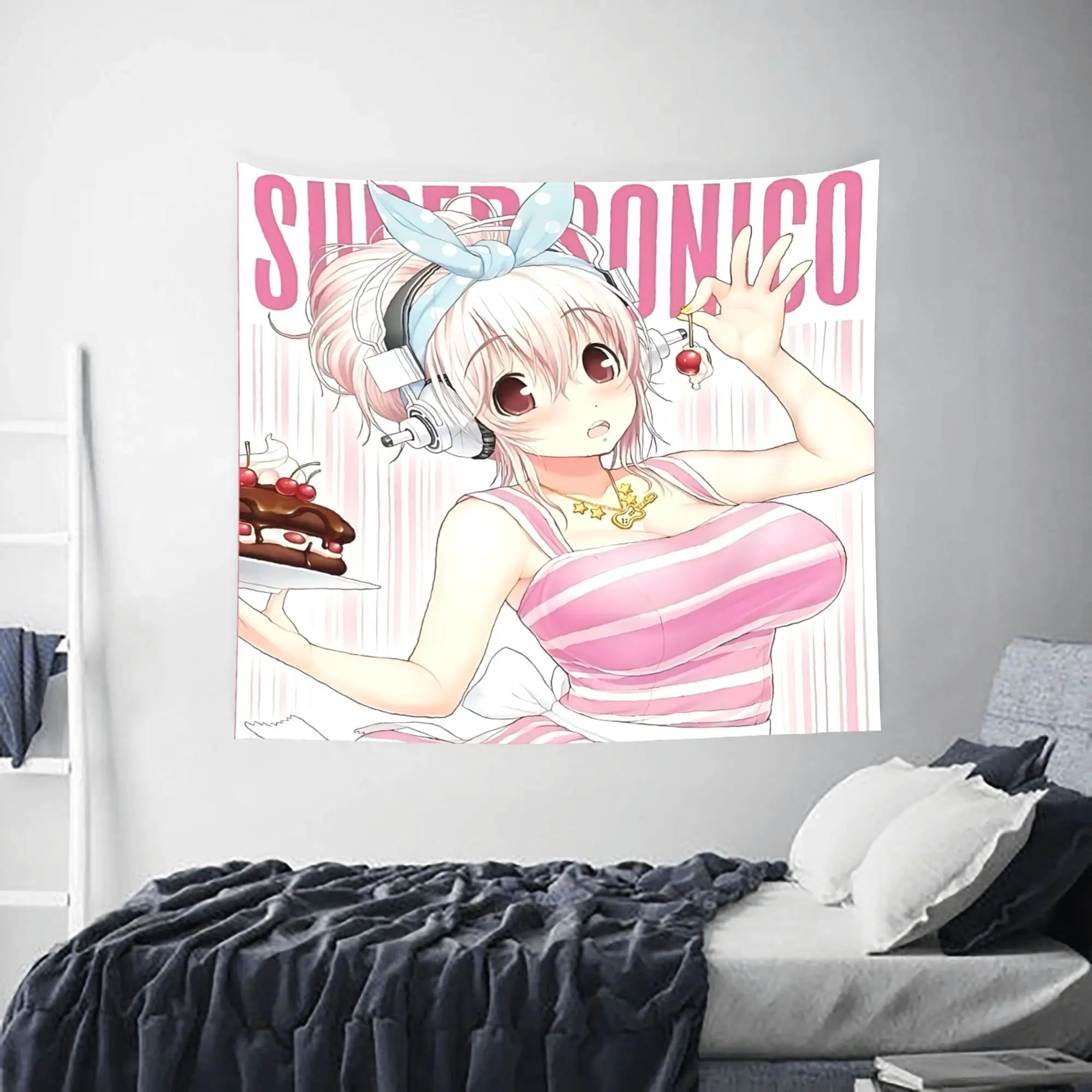 Customized Super Sonico cutecore Tapestry Bedroom Decoration  Wall Hanging Blanket Tapestry Cool Stuff For Room