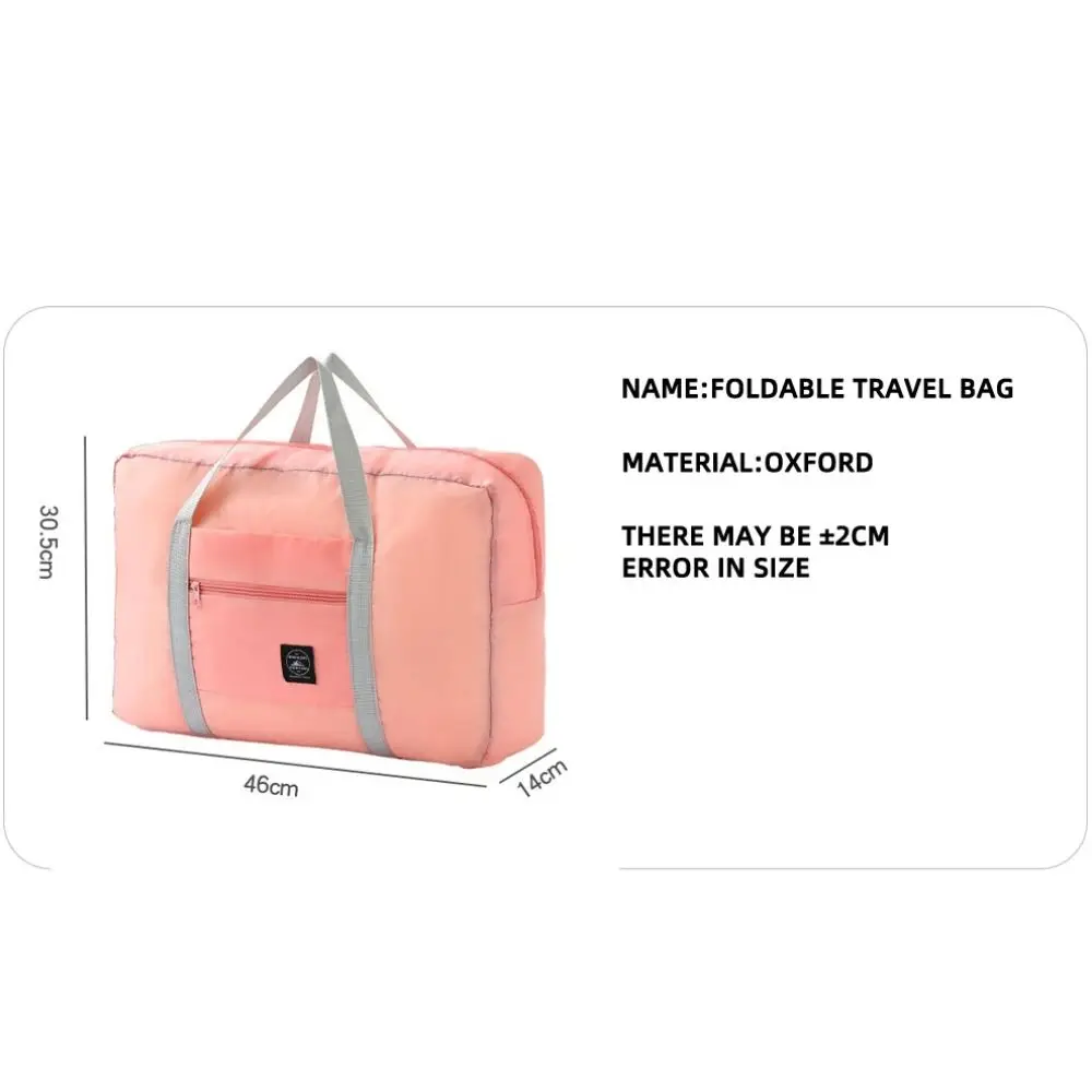Durable Polyester Travel Handbag Large Capacity Waterproof Duffle Bag Solid Color Foldable Clothes Organizer Women&Men
