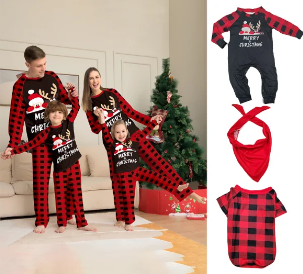 Xmas Family Matching Outfits 2024 Christmas Pajamas Family Clothes Family Christmas Pajamas Set Deer Mother Kids Adult Baby