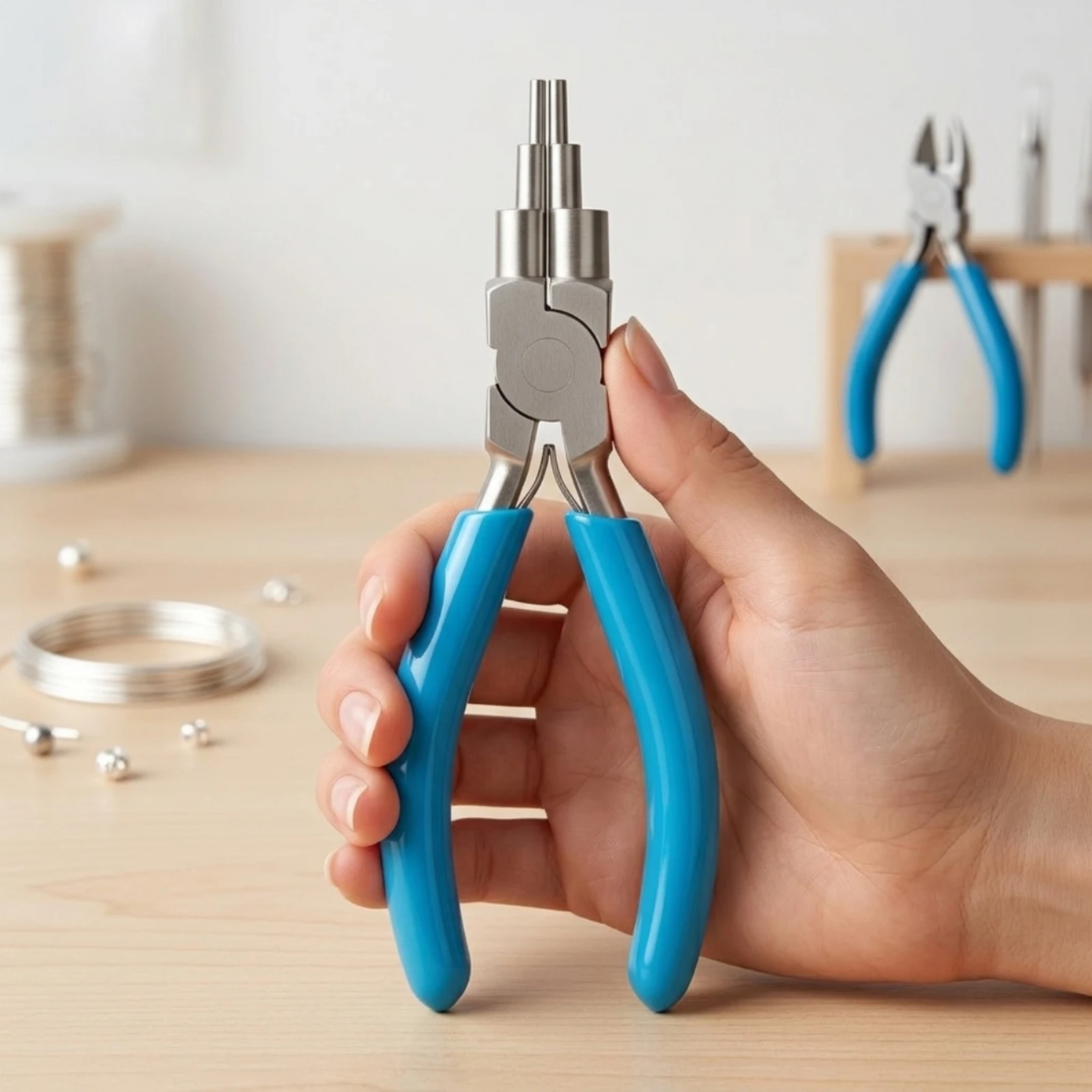 6-in-1 Bail Making Pliers Easy to Use Wire Wrapping Pliers Wire Looping Tool with Mandrel Polished Non-Slip for Jewelry Makers