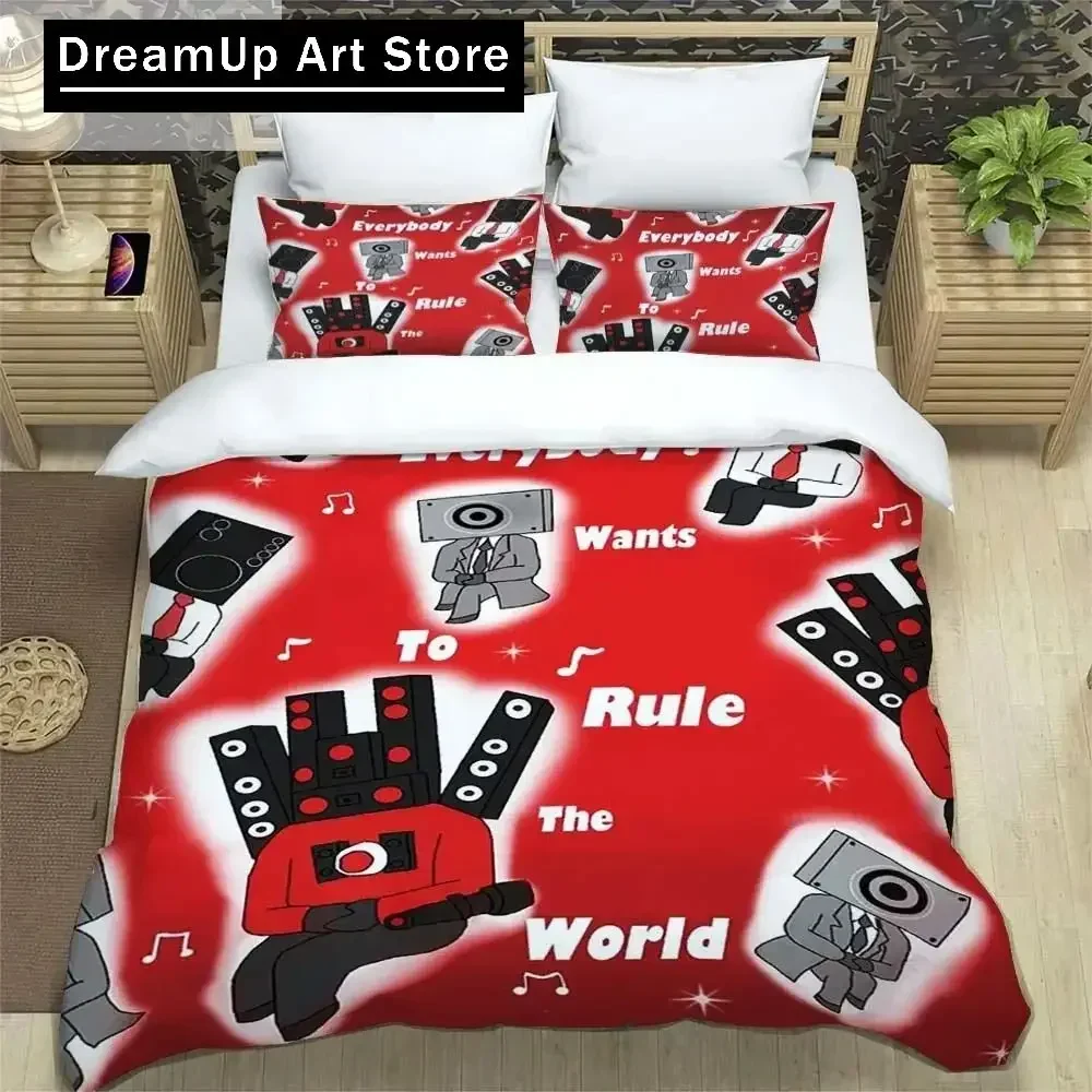 

3D Print Skibidi Toilet Funny Kprl Speaker Bedding Set Boys Girls Twin Queen Full Size Duvet Cover Pillowcase Bed Adult Bedroom