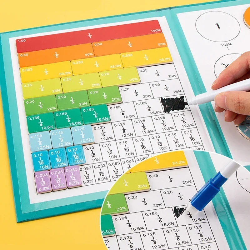 モンテッソーリ磁気小数学習玩具,数学教育教材,木製の本,子供向けの教育玩具