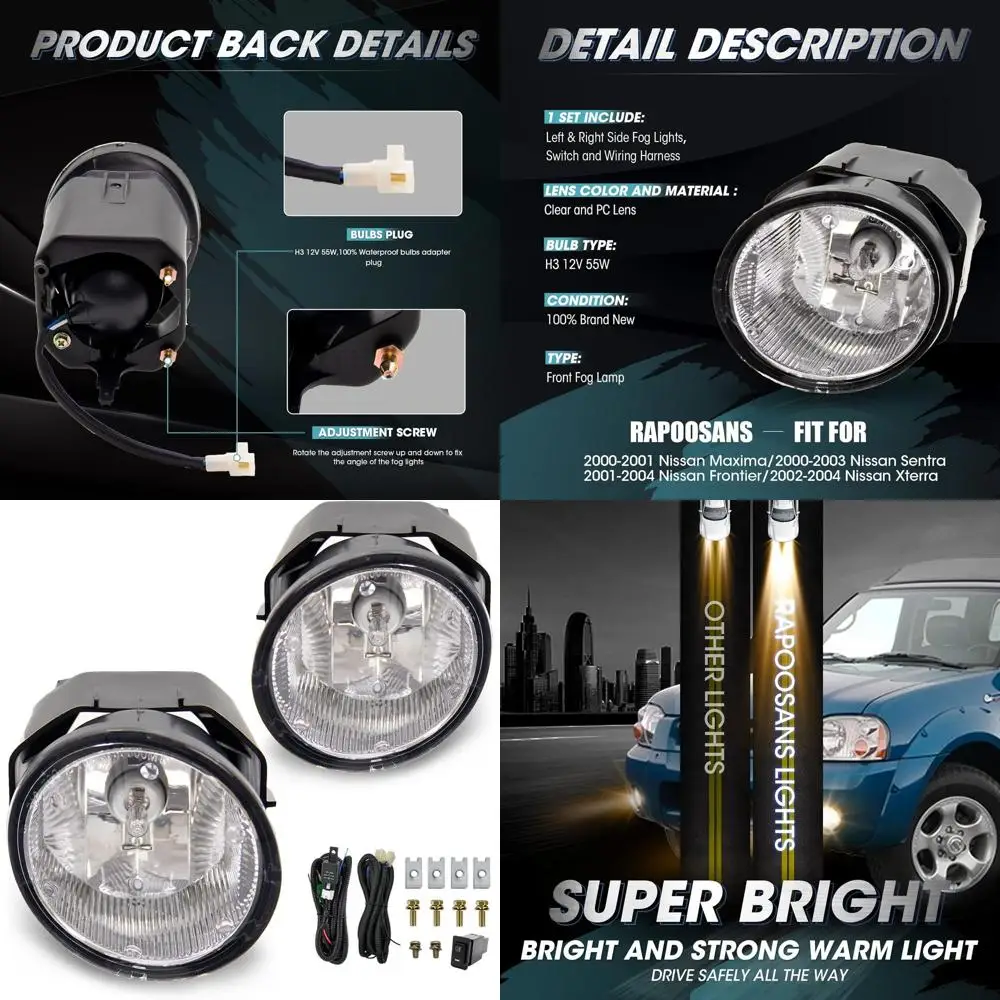 

Комплект противотуманных фар Nissan для моделей 2000-2004 гг.: Maxima, Sentra, Frontier, Xterra с лампами H312 V55W и проводкой