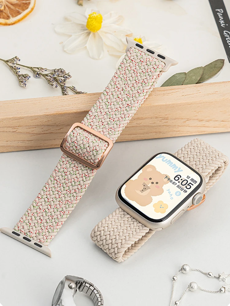 

Ремешок Плетеный для Apple watch band 44 мм 46 мм 42 мм 40 мм 45 мм 49 мм 41 мм, браслет correa для iWatch series 10 8 9 3 se 5 6 7 Ultra 2