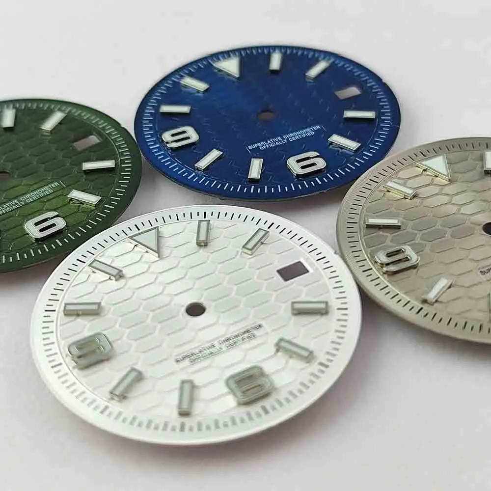 قرص NH35 جديد مقاس 31 مم قرص مضيء باللون الأزرق والأخضر مناسب لملحقات استبدال قرص ساعة الحركة NH35