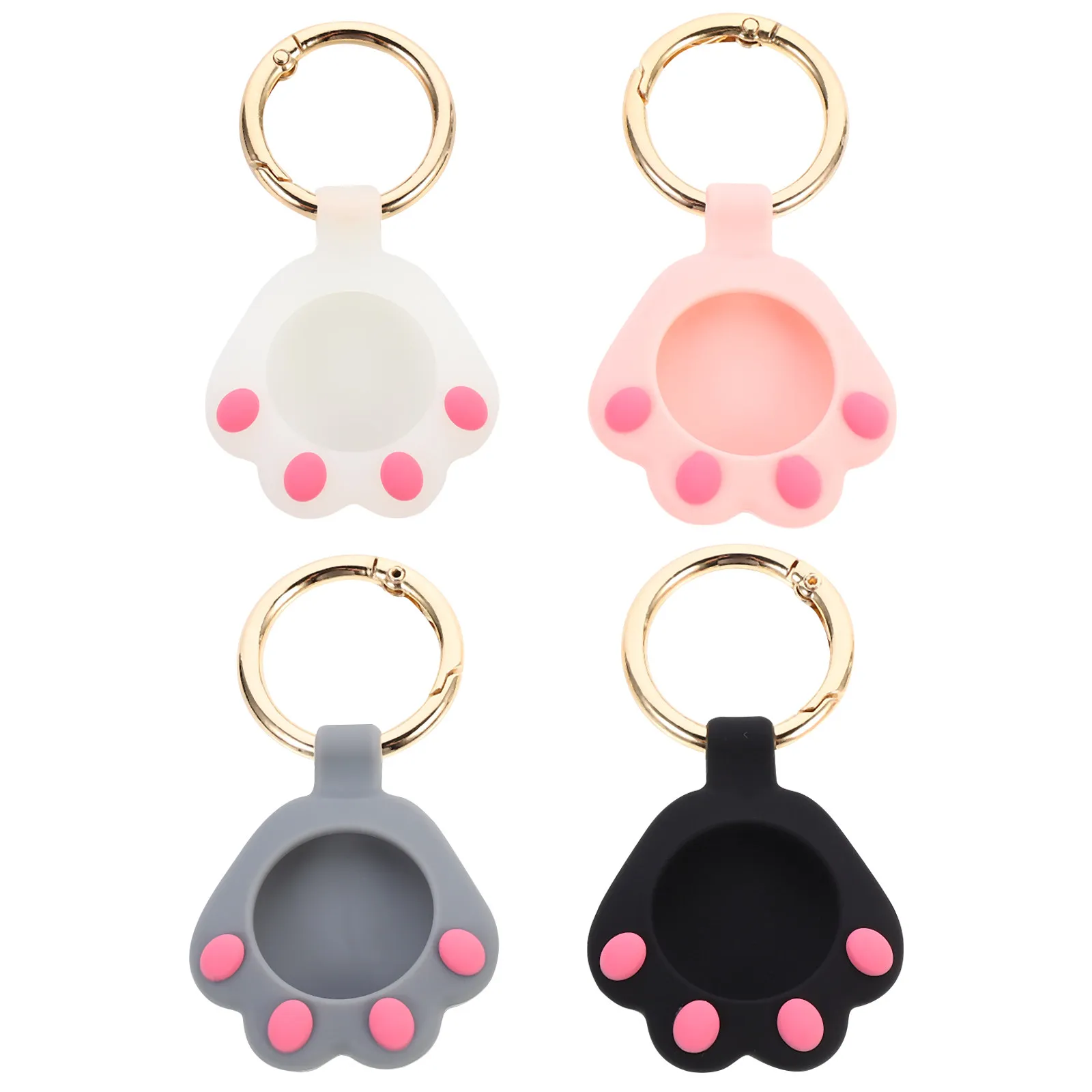 4Pcs Cat Paw Locator Protective Cover Night Glow Anti-Lost Case for Tracker Keychain Bag Protection Sleeve