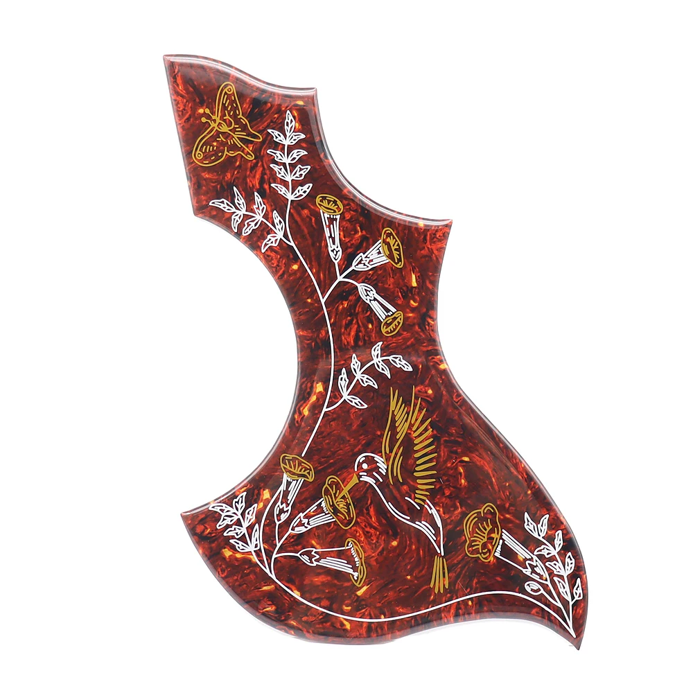 1R Hummingbird Flower Decorative celluloid & Crystal epoxy resin Guitar Pickguard Anti-scratch Plate for Folk Acoustic Guitar