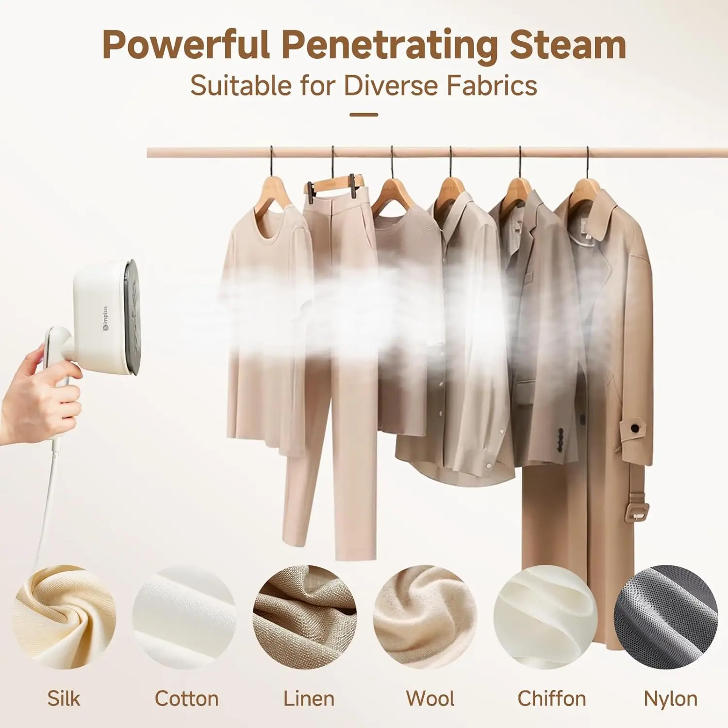 Portable Garment Steamer 2-in-1, 1000W Fast Heat-Up, Compact Travel-Friendly Wrinkle Remover with 120ml Tank & Rotating Handle