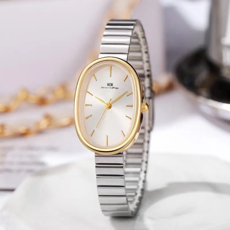 Forest style oval small plate bamboo knot steel strip watch student mesh belt watch for boys quartz watch for small freshness