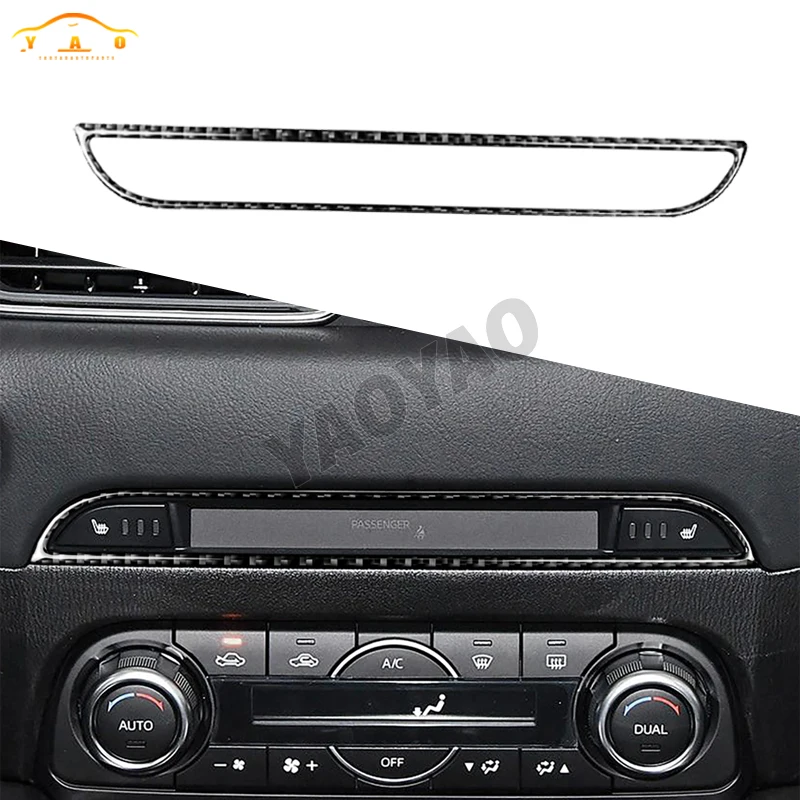 Carbon Fiber For Mazda CX-5 CX5 2017 2018 Car Air Conditioning CD Panel Button Trim Cover Frame Decor Sticker