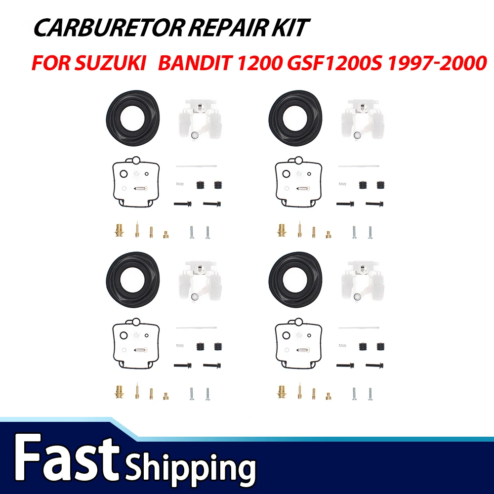 4Sets FOR Suzuki Bandit 1200 GSF1200S 1997-2000 Motorcycle Carburetor Carb Rebuild Repair Kit diaphragm Float