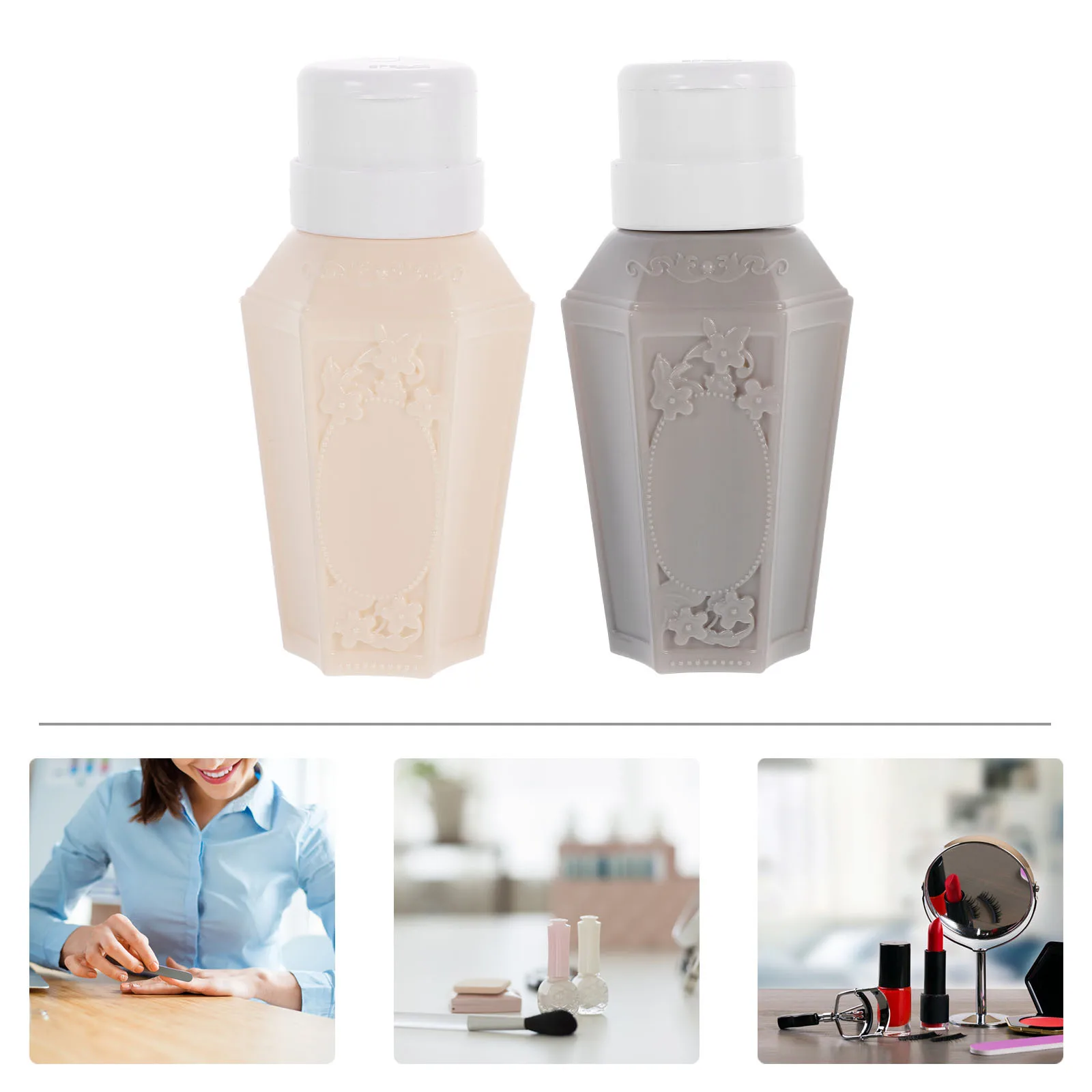 2 Stück Pressflaschen, leicht zu drücken, auslaufsicher, leer, Spender für Nagellackentferner, Flüssigkeitsaufbewahrung, Reise-Pumpflasche