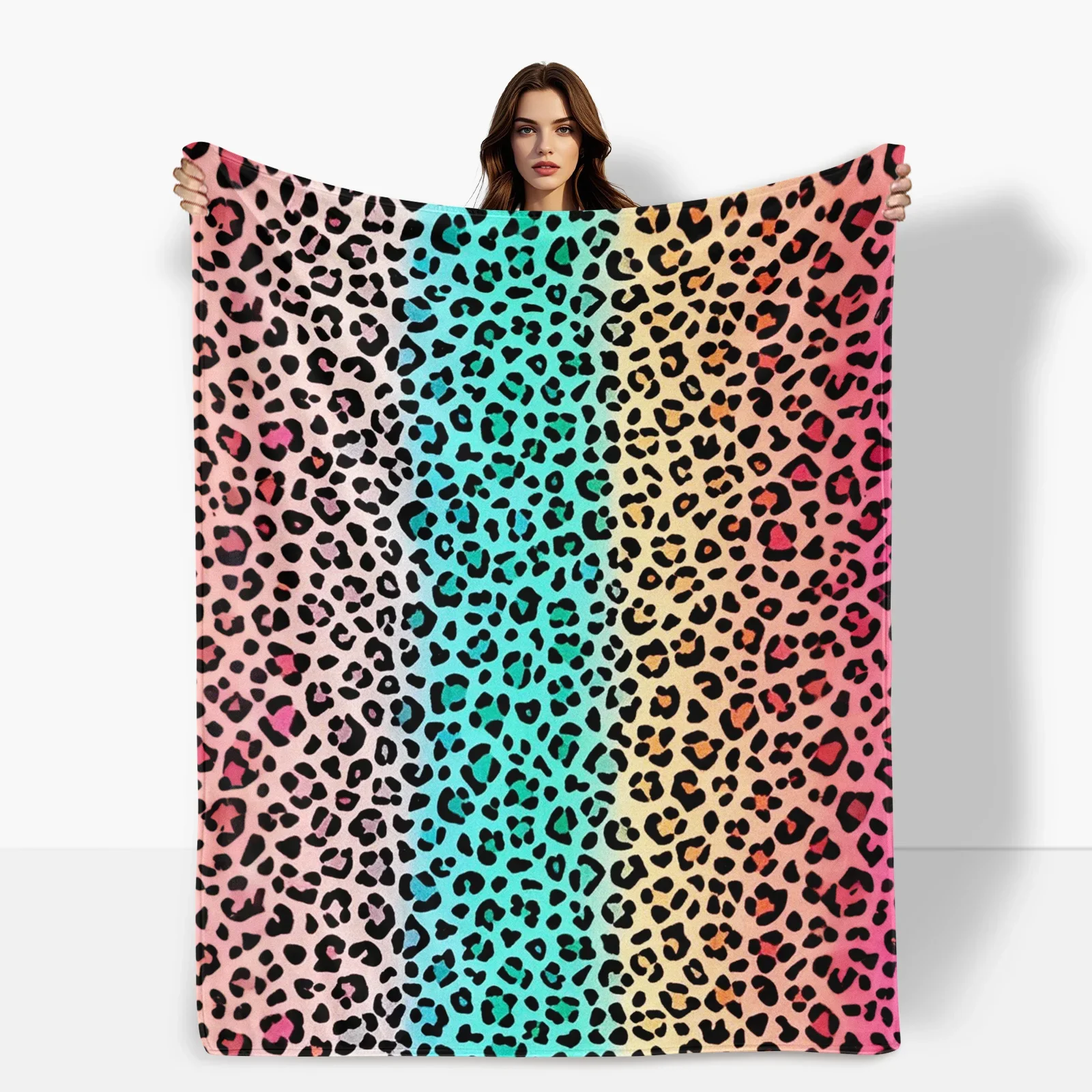 

Vibrant Multicolor Leopard Throw Blanket Modern Home Decor Chic Gift For Her