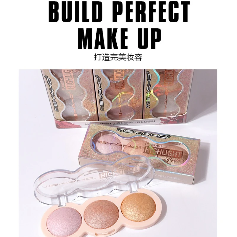 Nasthoicino Diego Diego Diego Diego Diego Diego 3 kleuren Hoogglans markeerstiften Palet Make-up Gezicht Fleuren Contour Blush Parelmoer Contour Langdurig Waterdicht