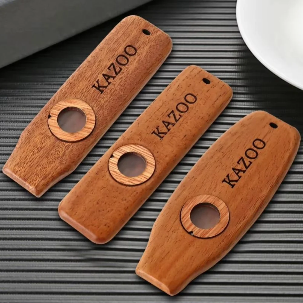

Wooden Wooden Kazoo With Lanyards Instruments Lightweight Accompaniment Kazoo Detachable Learn Easily Musical Instruments Flutes