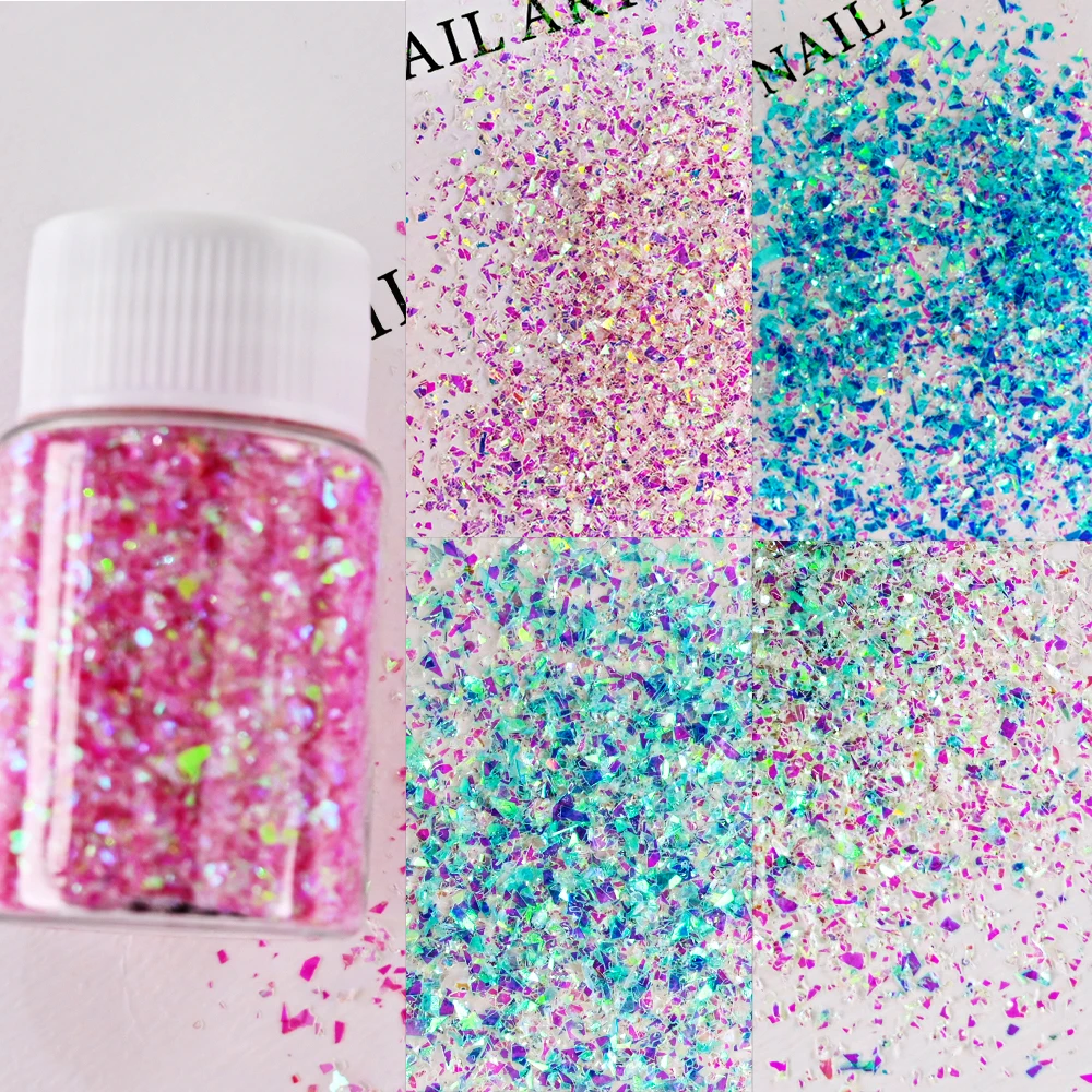 10m Symphony Irregular Broken Nail Sequins Super-Thin Holographic Ice-Transparent Glitter Flakes 1-3mm Colorful Sparkly Sequins