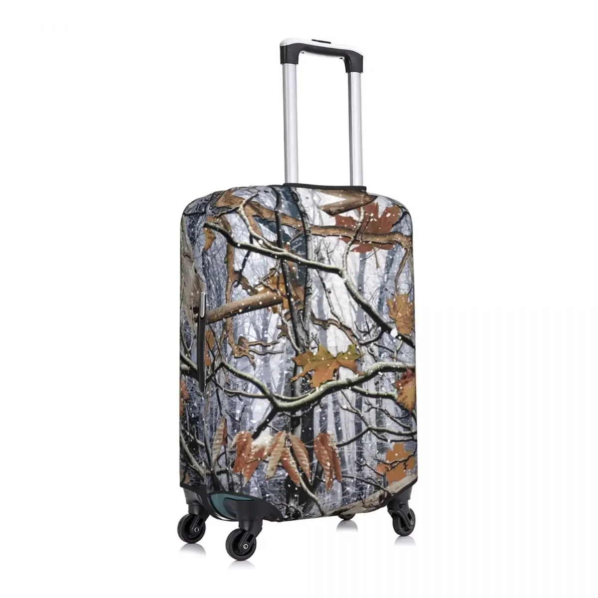 Custom Hunting Camo Tree Camouflage Snow Pattern Travel Luggage Cover Washable Suitcase Cover Protector Fit 18-32 Inch