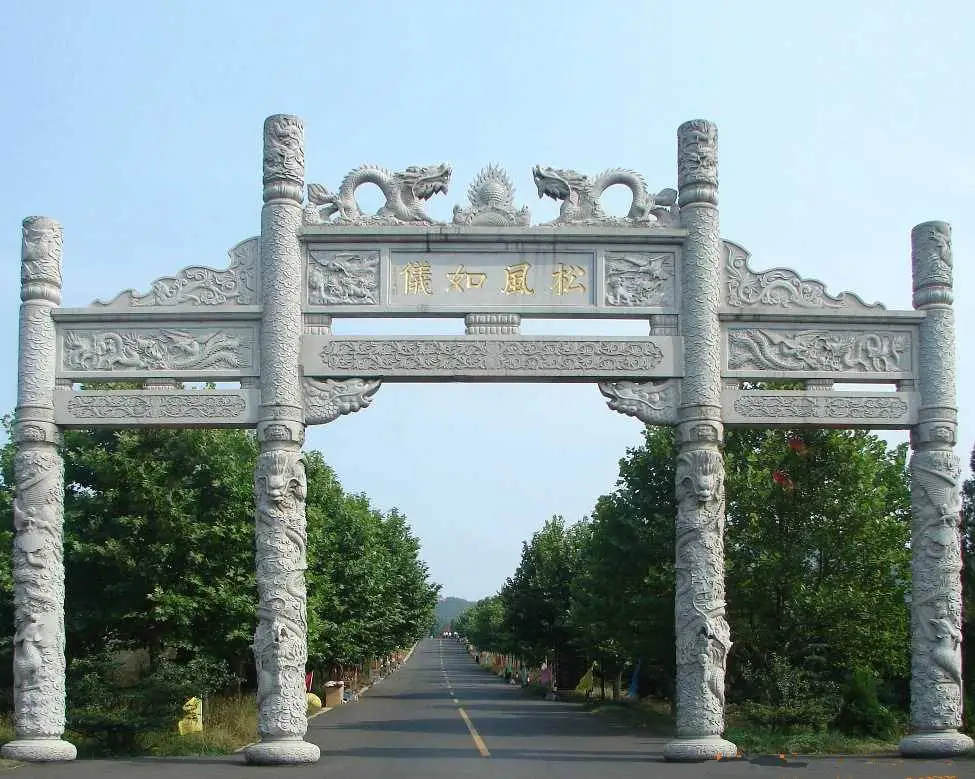 Custom Handcrafted Large Stone Door Frame Sculpture For Outdoor Decoration