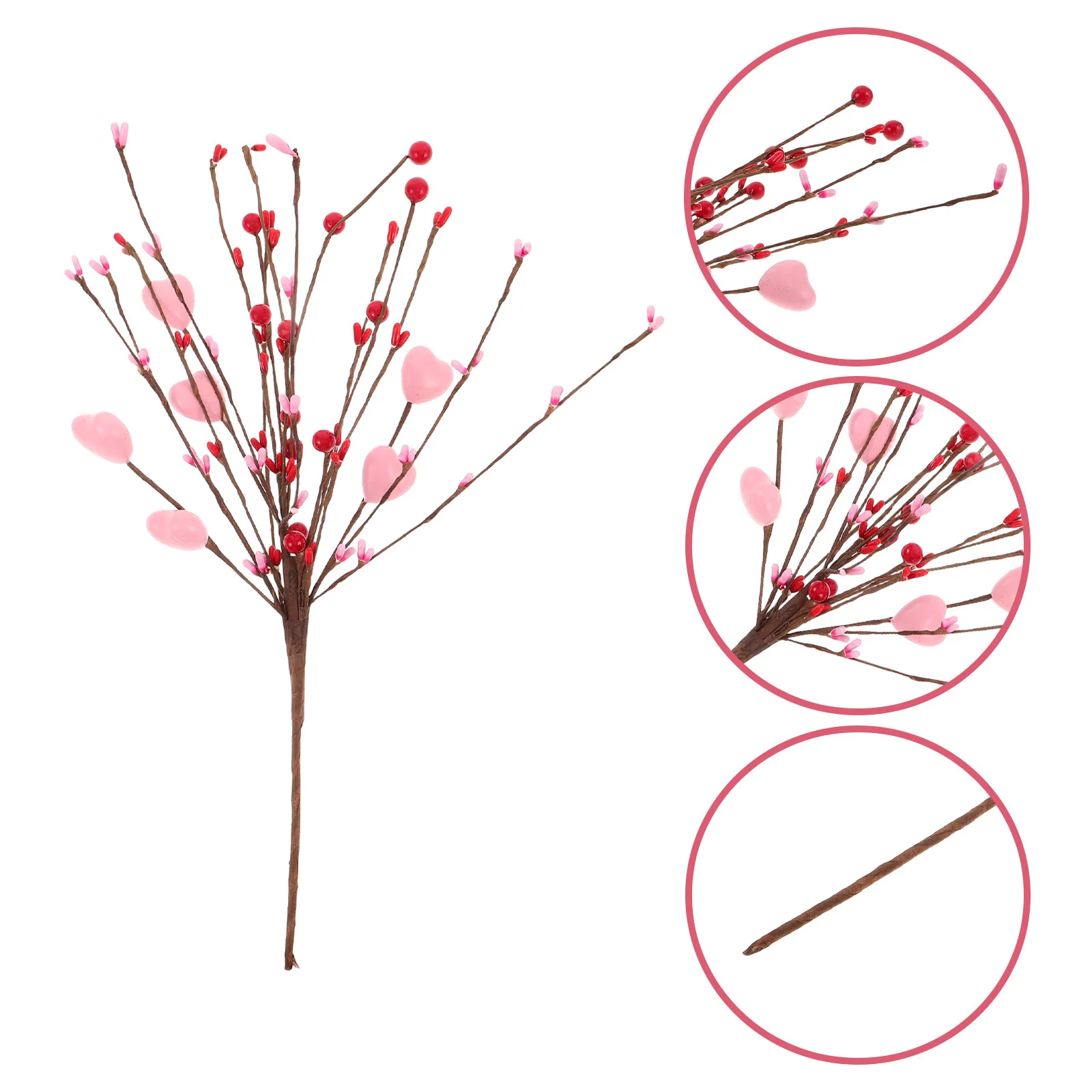 

5Pcs Artificial Valentine Heart Picks Branches Romantic Berry Stems for Vase Table Decor Wedding Floral Arrangement Valentines